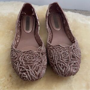 Melissa Rose Gold Campana jelly flats size 7